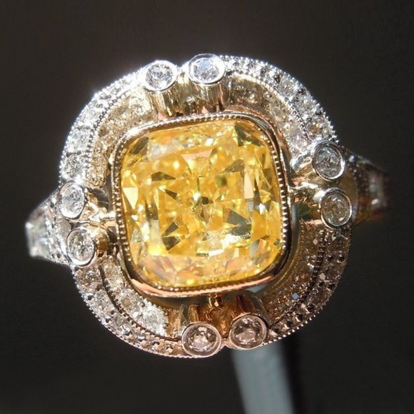 Jewelry - 🍁 Noble Large Square Royal Yellow Gemstone Zircon Rings for Women, PD444